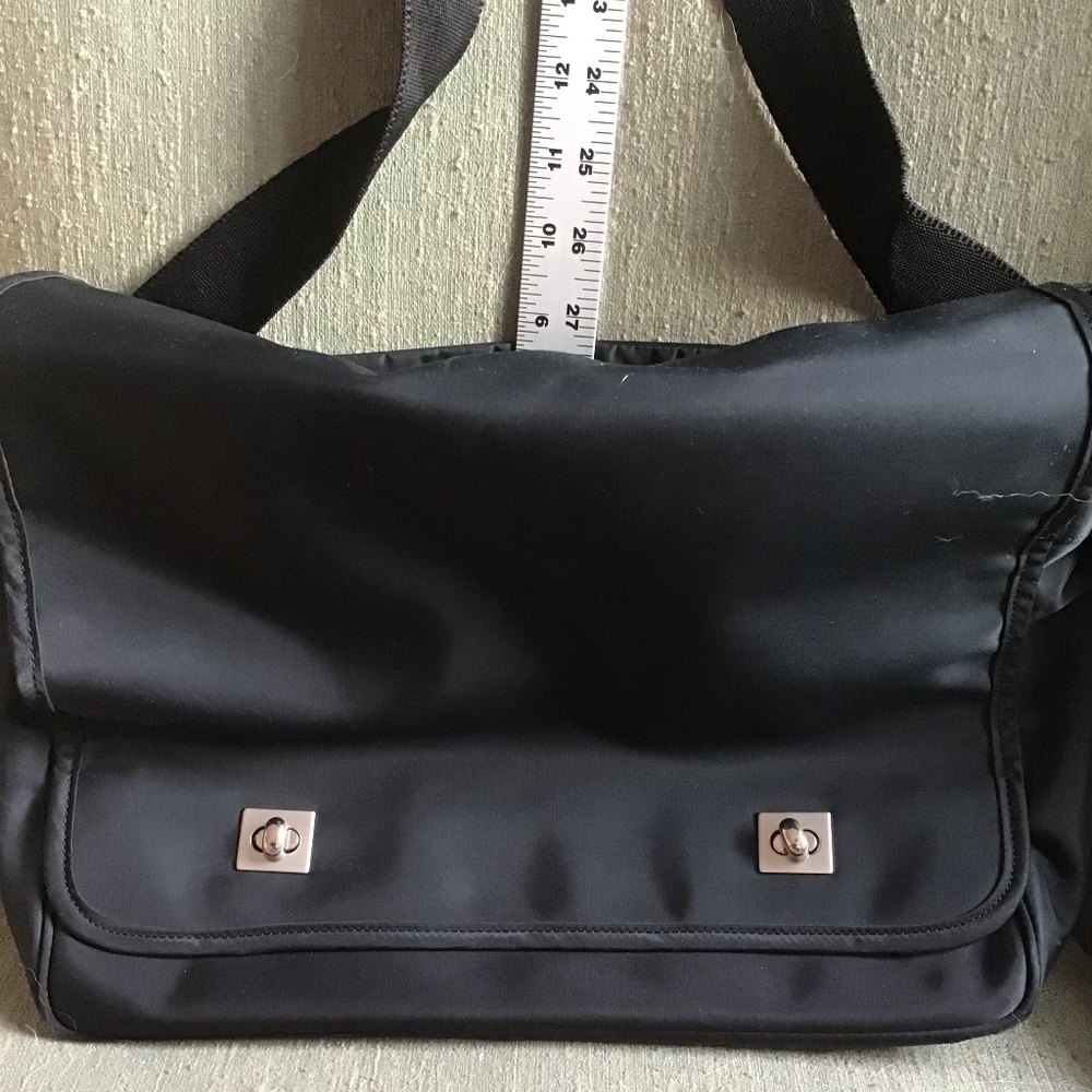 Gap Shiny Black Heavy Nylon Large Shoulder Business Bag Purse Computer